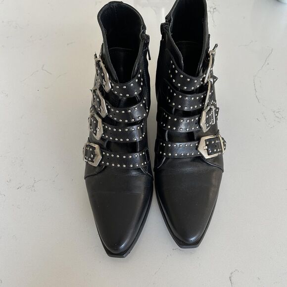 Pertini Boots Womens Sz 38 8 Leather Buckle Stud Ankle Western steampunk witchy - Picture 6 of 12